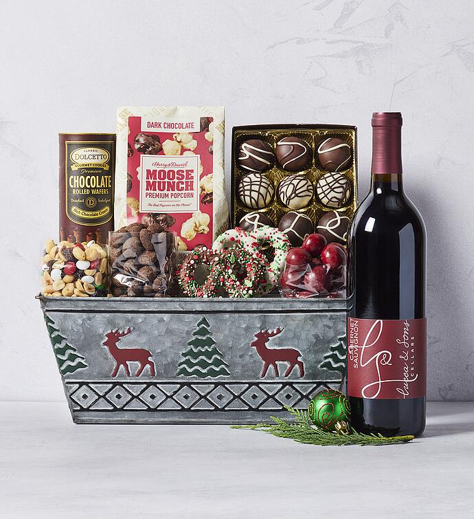 Holiday Sweets Gift Basket With Wine, Gourmet Assorted Foods, Gifts by Harry & David