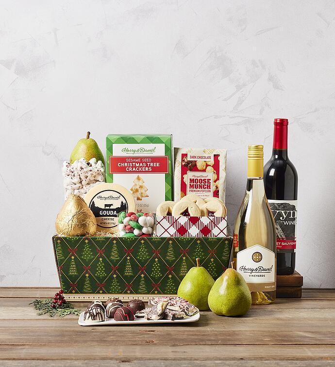 Christmas Gift Basket with Wine