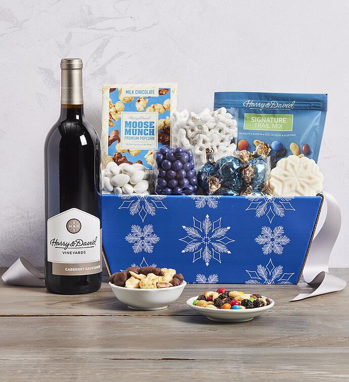 Festive Gift Basket with Wine