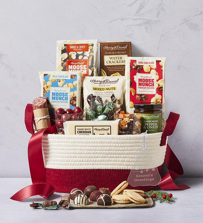 Season's Best Snack Gift Basket with Personalized Tree Ornament