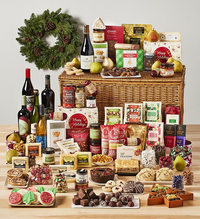 Spectacular Gourmet Gift Basket with Wine