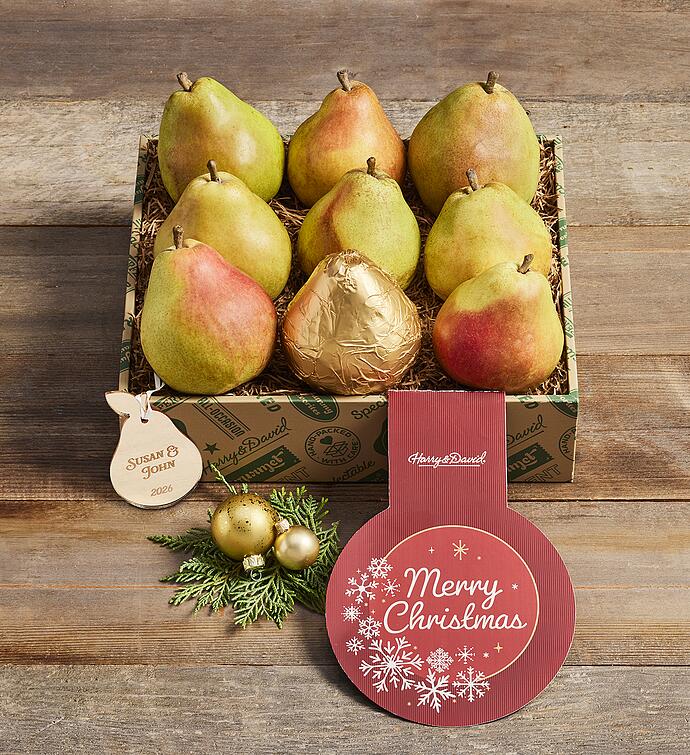 Royal Riviera® Merry Christmas Pears with Personalized Ornament