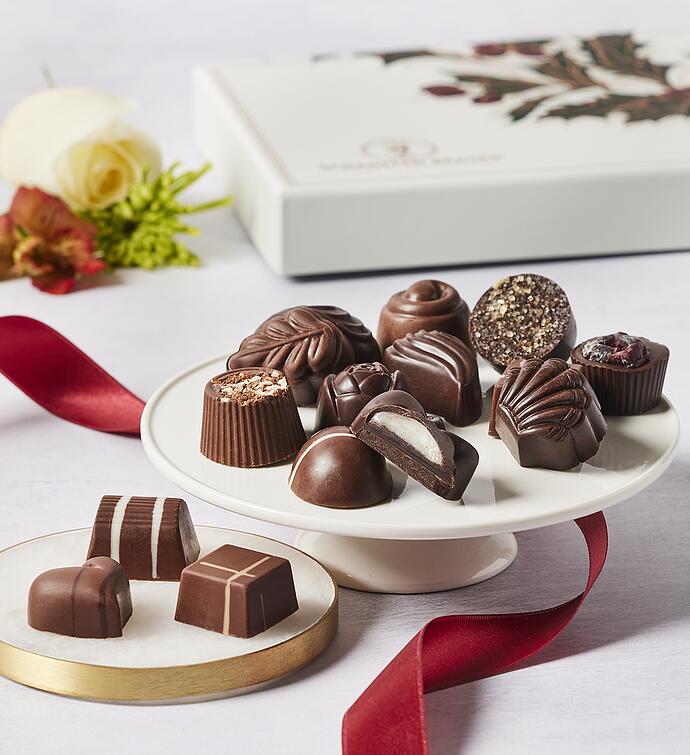 Scharffen Berger® Holiday Chocolatier's Collection With Frosted Gingerbread Bouquet, Family Item Food Gourmet Candy Confections Chocolate, Sweets by Harry & David
