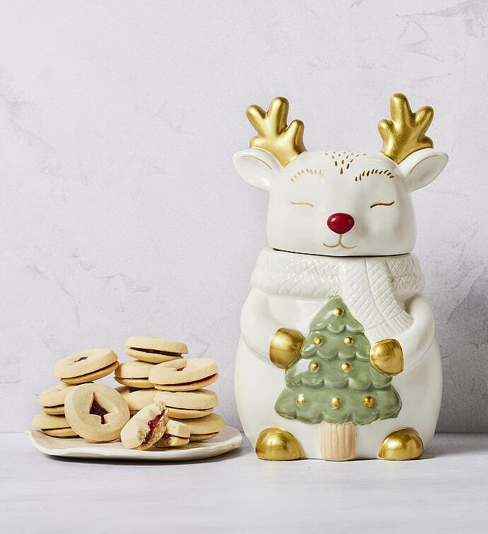 Reindeer Cookie Jar with Cookies