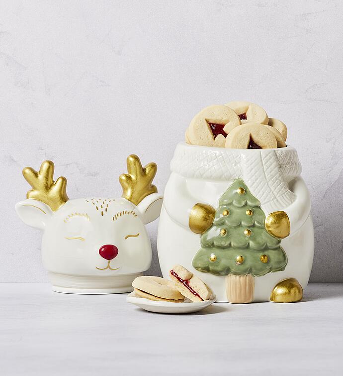 Reindeer Cookie Jar with Cookies