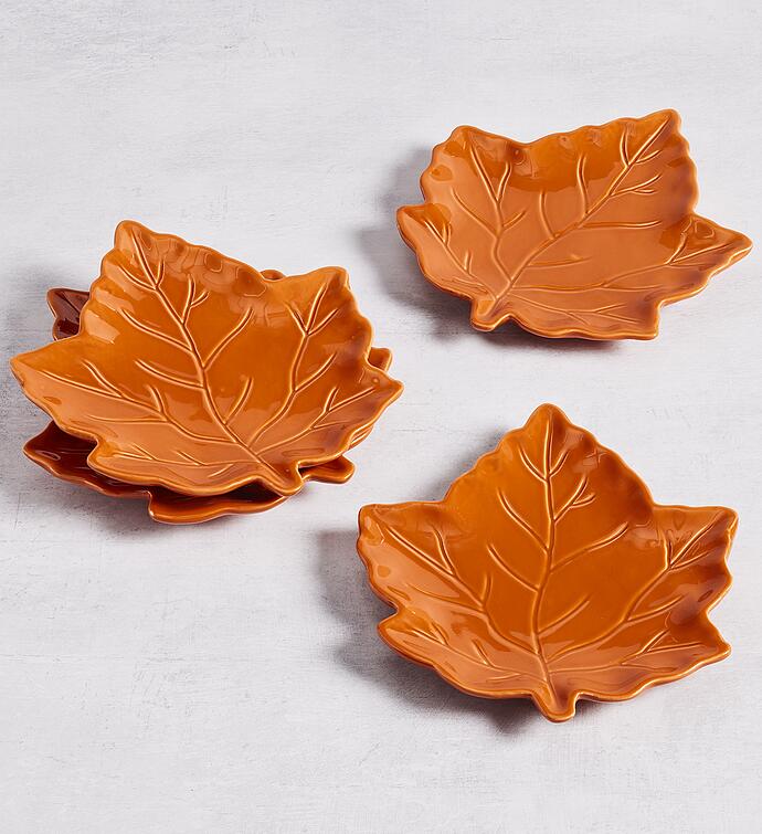 Fall Leaf Appetizer Plates   Set of 4