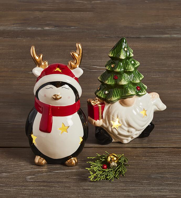 Holiday Gnome and Penguin Light Duo
