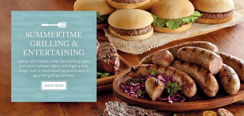 SUMMERTIME GRILLING & ENTERTAINING. Gather with friends under the twinkling lights and warm summer nights, and linger a little longer over a mouthwatering assortment of gourmet grilling favorites.  Shop Now.