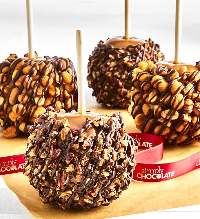 Simply Chocolate Chocolate Nut Caramel Apples 4pk 