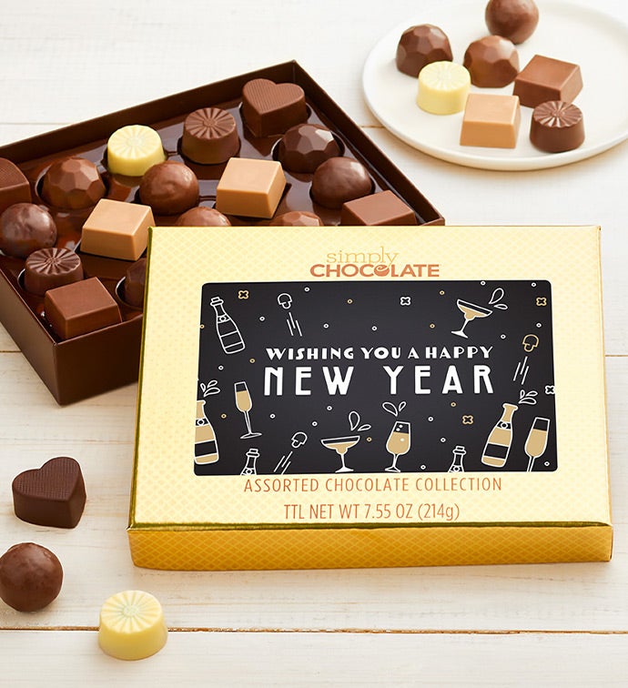 Simply Chocolate® New Year 18Pc Choc Box, Family Item Food Gourmet Candy Confections Chocolate, Gifts
