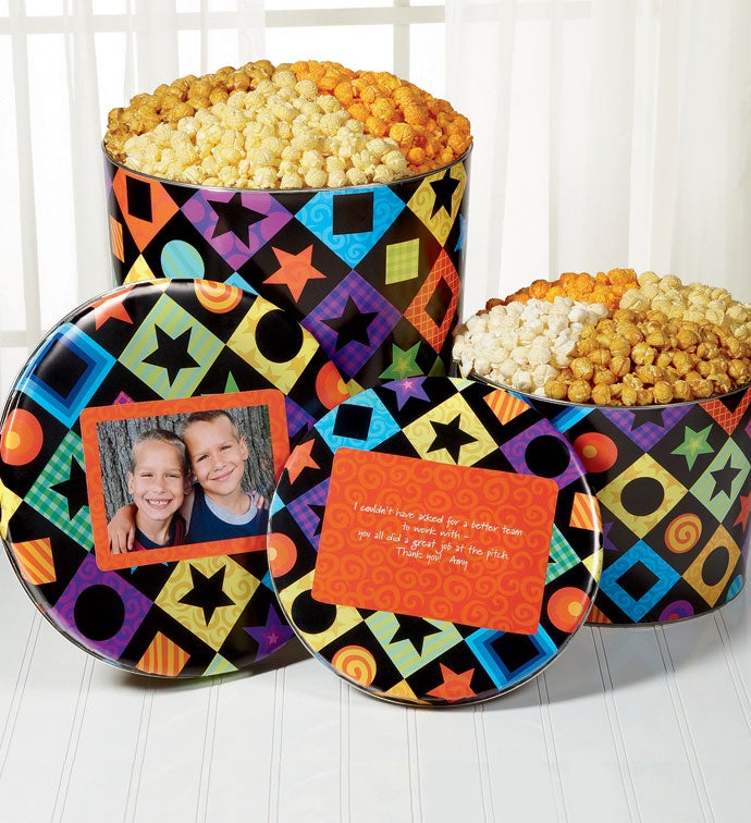 2 Gallon Color Blox 3 Flavor Popcorn Tin