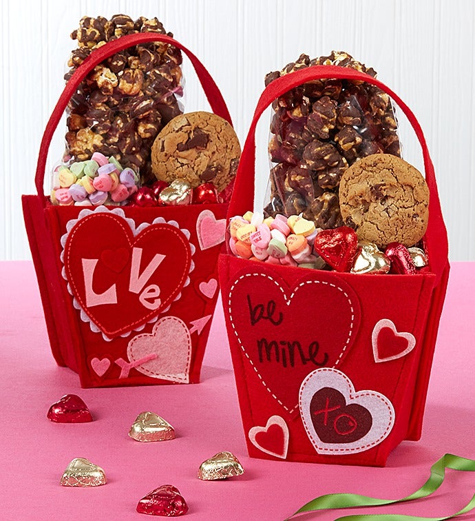 Love & Be Mine Mini Felt Totes   Set of Two