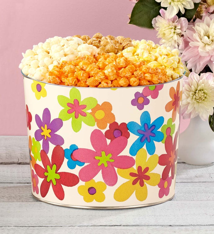 Summer Floral Popcorn Tin