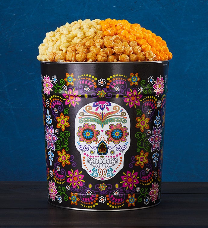 Day Of The Dead 3 1/2 Gallon Black Popcorn Tin