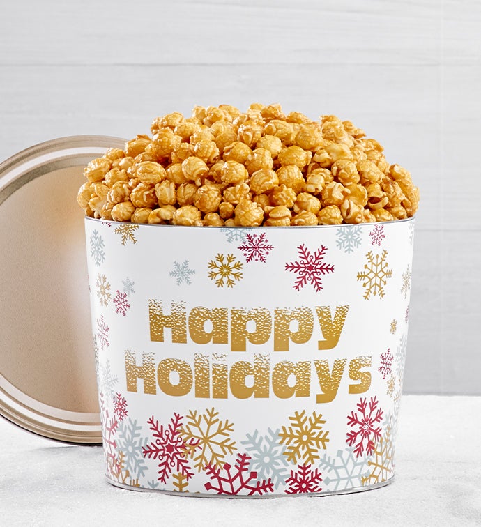 Sparkling Snowflake 1.75 Gallon Popcorn Tin