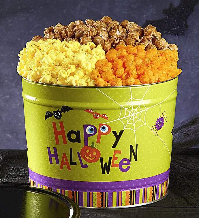 2 Gallon Happy Halloween 3 Flavor Popcorn Tins
