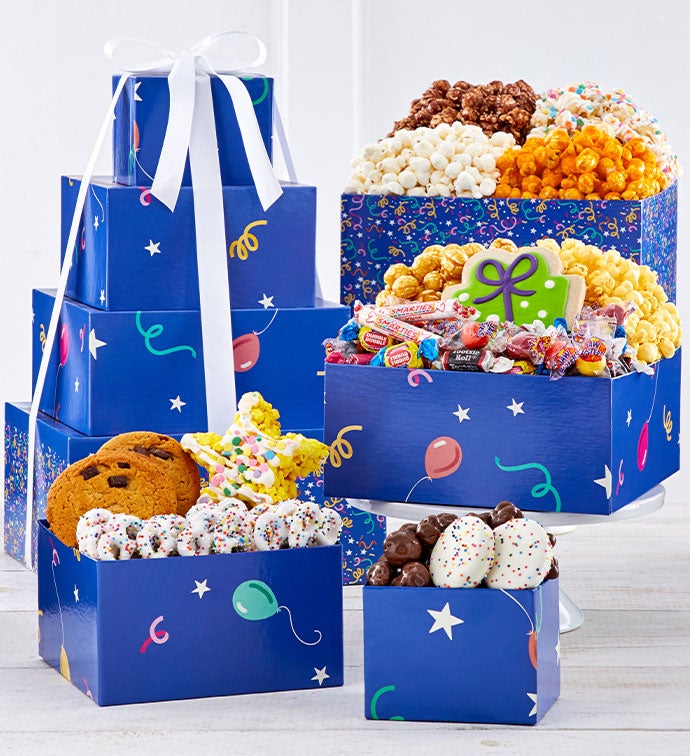 Birthday Balloons 4 Gift Box Tower