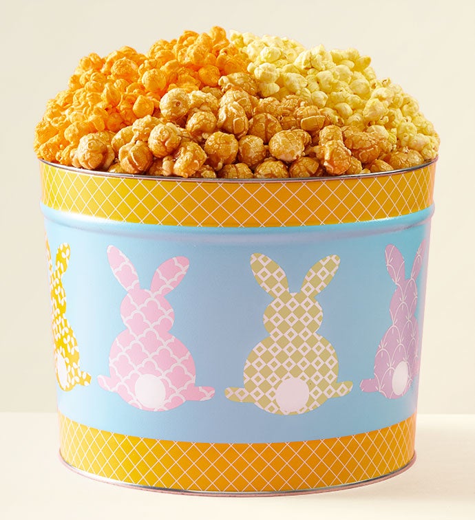 Colorful Cottontails 2 Gallon 3 Flavor Popcorn Tin