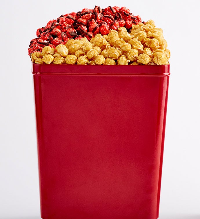 Dark Chocolate Drizzled Cherry Popcorn and Caramel Duets