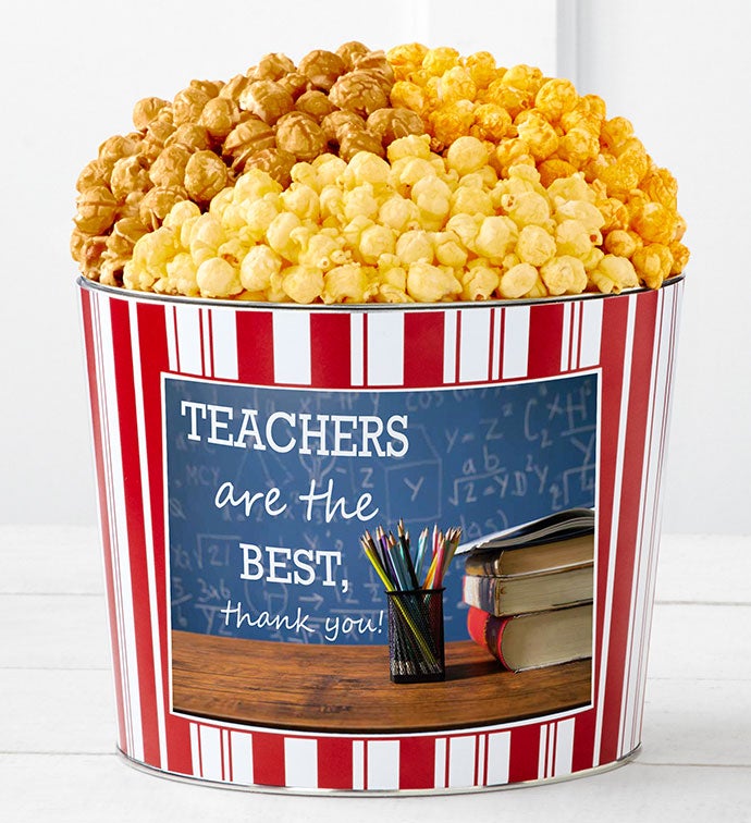 1.75 Gallon Popcorn Tin Retro 3-Flavor, Thank you Gifts by The Popcorn Factory