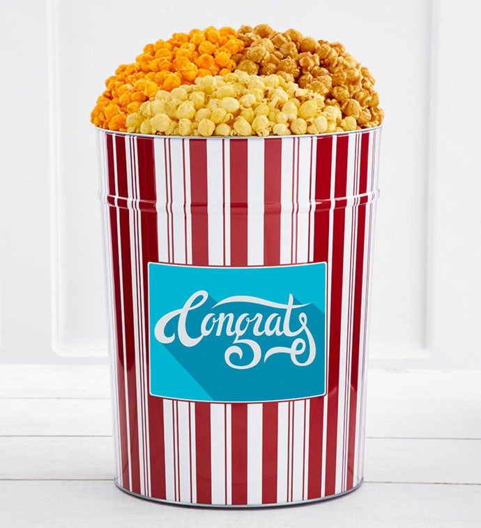 Tins With Pop® 4 Gallon Blue Congratulations