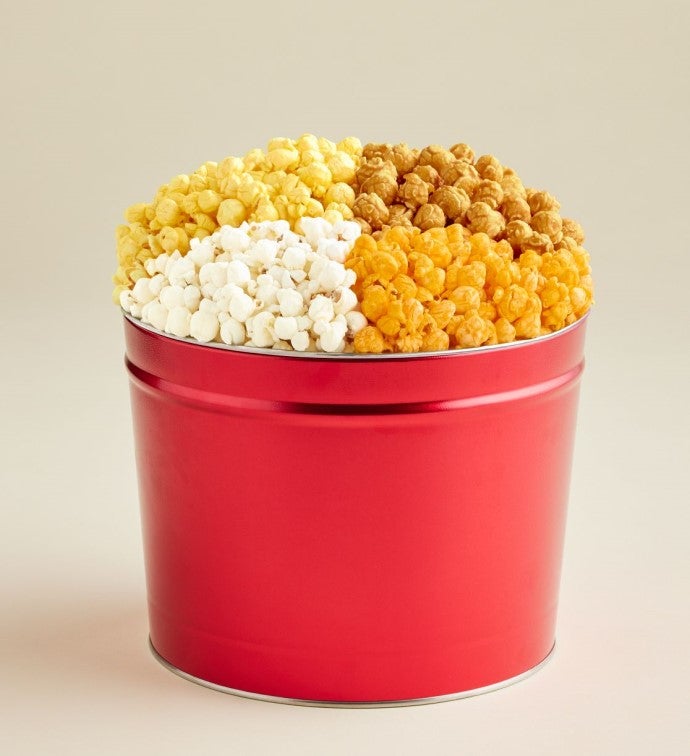 2 Gallon Sweet Red 4 Flavor Popcorn Tin