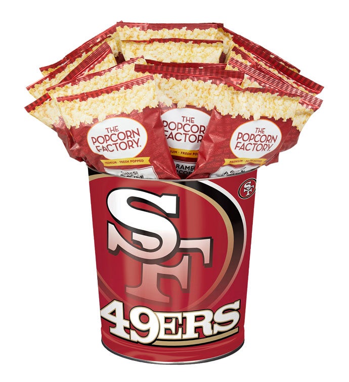 San Francisco 49ers Popcorn Tin with 15 Bags of Popcorn