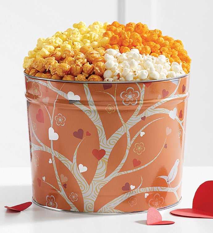 Blushing Branches 2 Gallon 4 Flavor Popcorn Tin