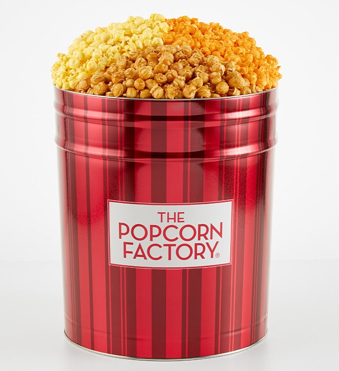 Retro 6 1/2 Gallon 3 Flavor Popcorn Tin, Christmas Gifts by The Popcorn Factory