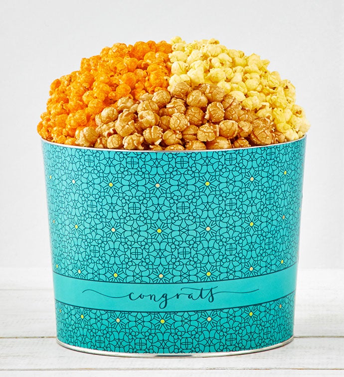 Congrats 2 Gallon 3 Flavor Popcorn Tin