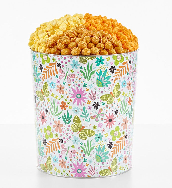 Butterflies and Blooms 3 1/2 Gallon 3 Flavor Popcorn Tin