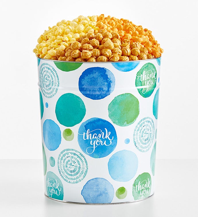 With Many Thanks 3 1/2 Gallon 3 Flavor Popcorn Tin