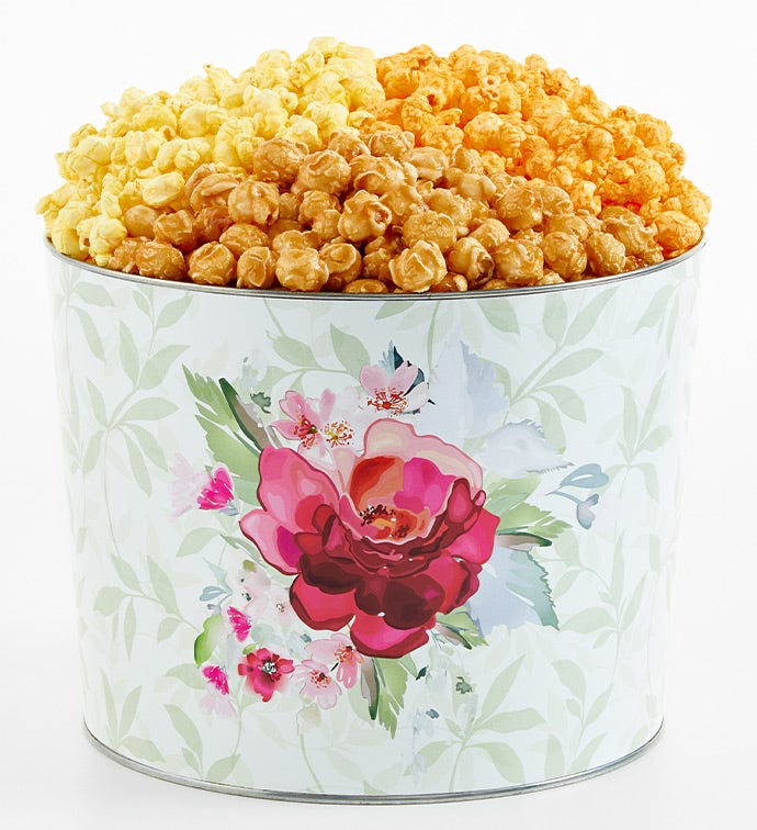 Floral Delight 2 Gallon 3 Flavor Popcorn Tin