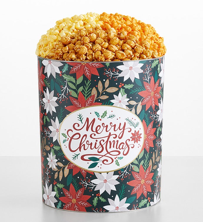 Merry Christmas 6 1/2 Gallon 3 Flavor Popcorn Tin, Christmas Gifts by The Popcorn Factory
