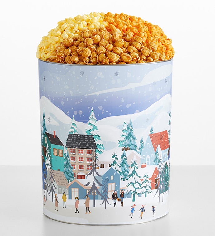 Winter Wonderland 6 1/2 Gallon 3 Flavor Popcorn Tin, Christmas Gifts by The Popcorn Factory