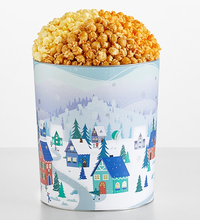 Winter Wonderland 3 1/2 Gallon 3 Flavor Popcorn Tin, Christmas Gifts by The Popcorn Factory