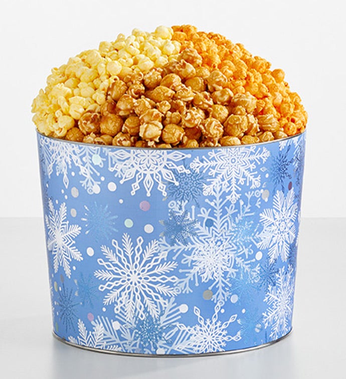 Let It Snow 2 Gallon 3 Flavor Popcorn Tin, Christmas Gifts by The Popcorn Factory