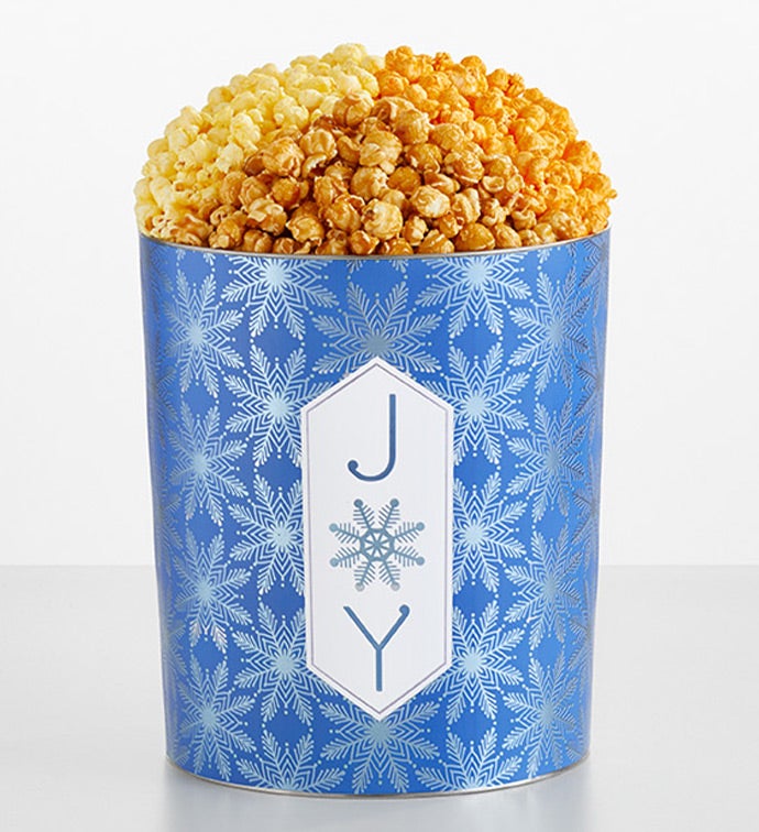Let It Snow 3 1/2 Gallon 3 Flavor Popcorn Tin, Christmas Gifts by The Popcorn Factory