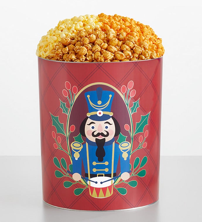 Drumming Nutcracker 6 1/2 Gallon 3 Flavor Popcorn Tin, Christmas Gifts by The Popcorn Factory
