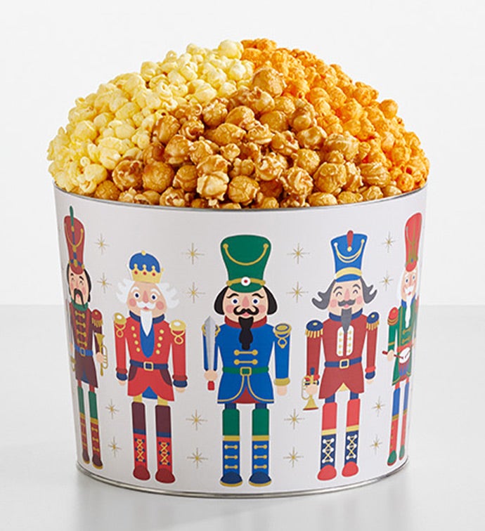 Cheerful Nutcracker 2 Gallon 3 Flavor Popcorn Tin, Christmas Gifts by The Popcorn Factory
