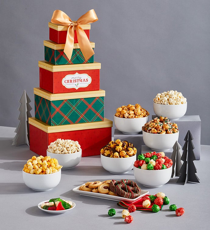 Merry Christmas 5 Popcorn Gift Box Gift Tower , Christmas Gifts by The Popcorn Factory