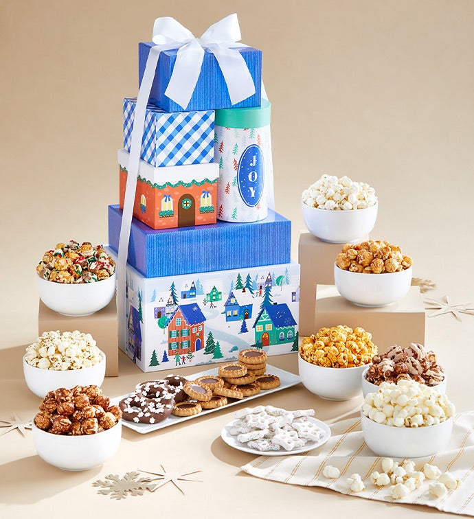 Winter Wonderland 6 Popcorn Gift Box Gift Tower, Christmas Gifts by The Popcorn Factory