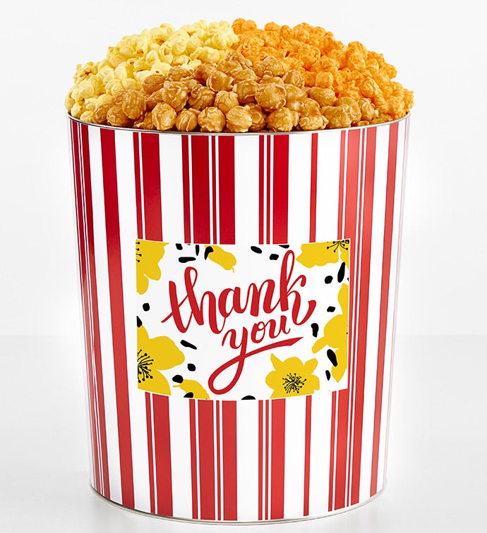 3.5 Gallon Popcorn Tin 3-Flavor, Thank you Gifts by The Popcorn Factory