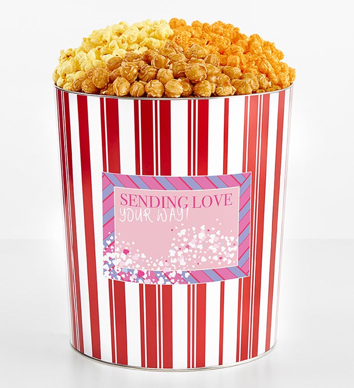3.5 Gallon Retro Popcorn Tin 3-Flavor, Valentine's Day Gifts by The Popcorn Factory