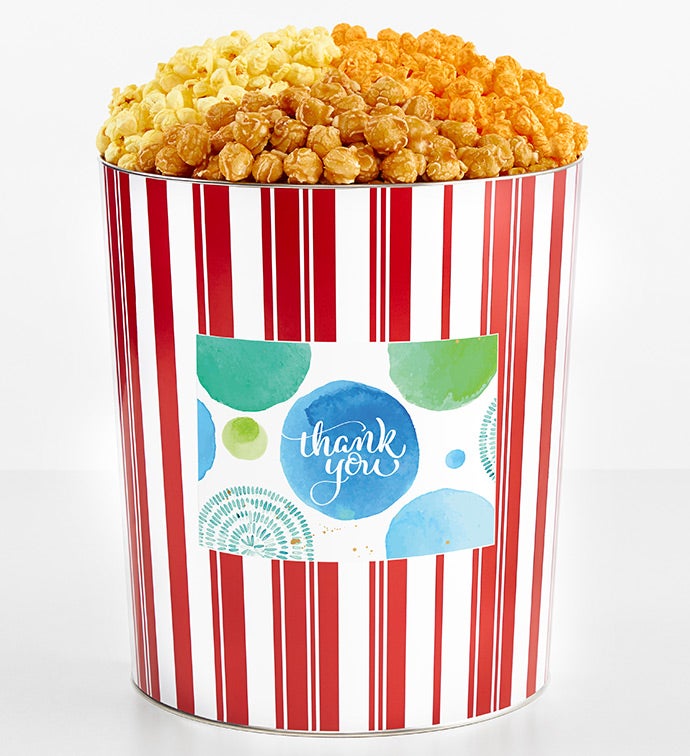 3.5 Gallon Popcorn Tin 3-Flavor, Thank you Gifts by The Popcorn Factory