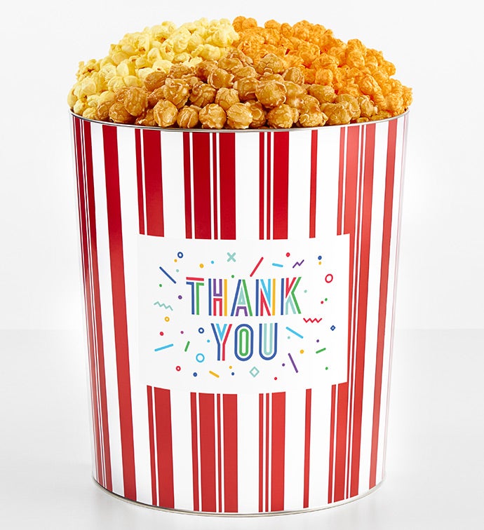 3.5 Gallon Popcorn Tin 3-Flavor, Thank you Gifts by The Popcorn Factory