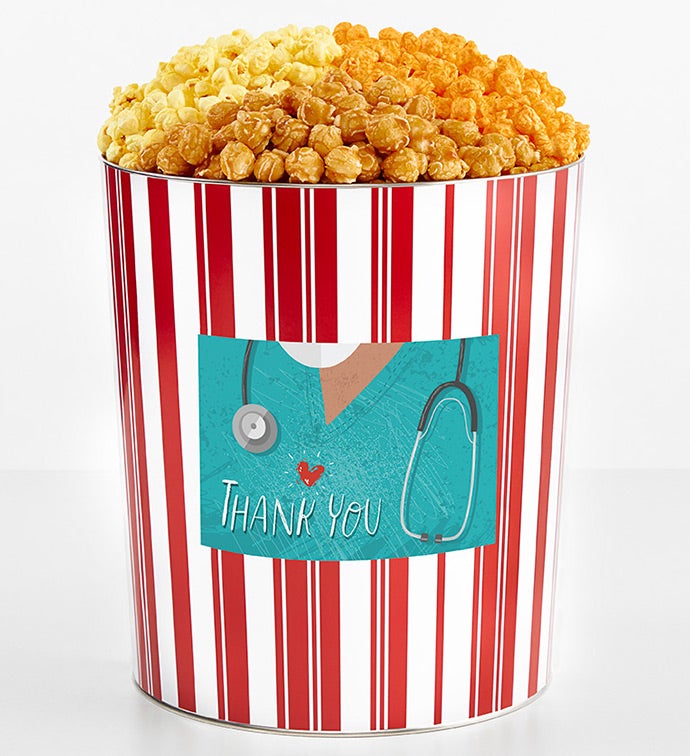 3.5 Gallon Retro Popcorn Tin 3-Flavor, Thank you Gifts by The Popcorn Factory