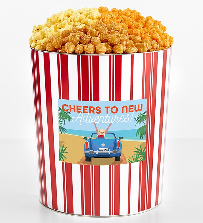 3.5 Gallon Retro Popcorn Tin 3-Flavor, Thank you Gifts by The Popcorn Factory