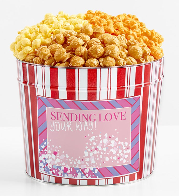 1.75 Gallon Retro Popcorn Tin 3-Flavor, Valentine's Day Gifts by The Popcorn Factory