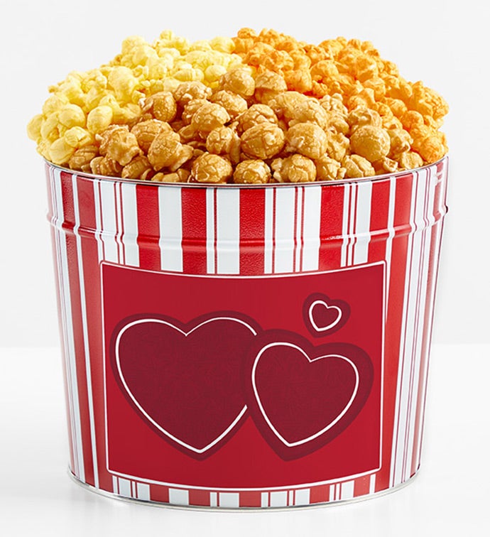 1.75 Gallon Retro Popcorn Tin 3-Flavor, Valentine's Day Gifts by The Popcorn Factory